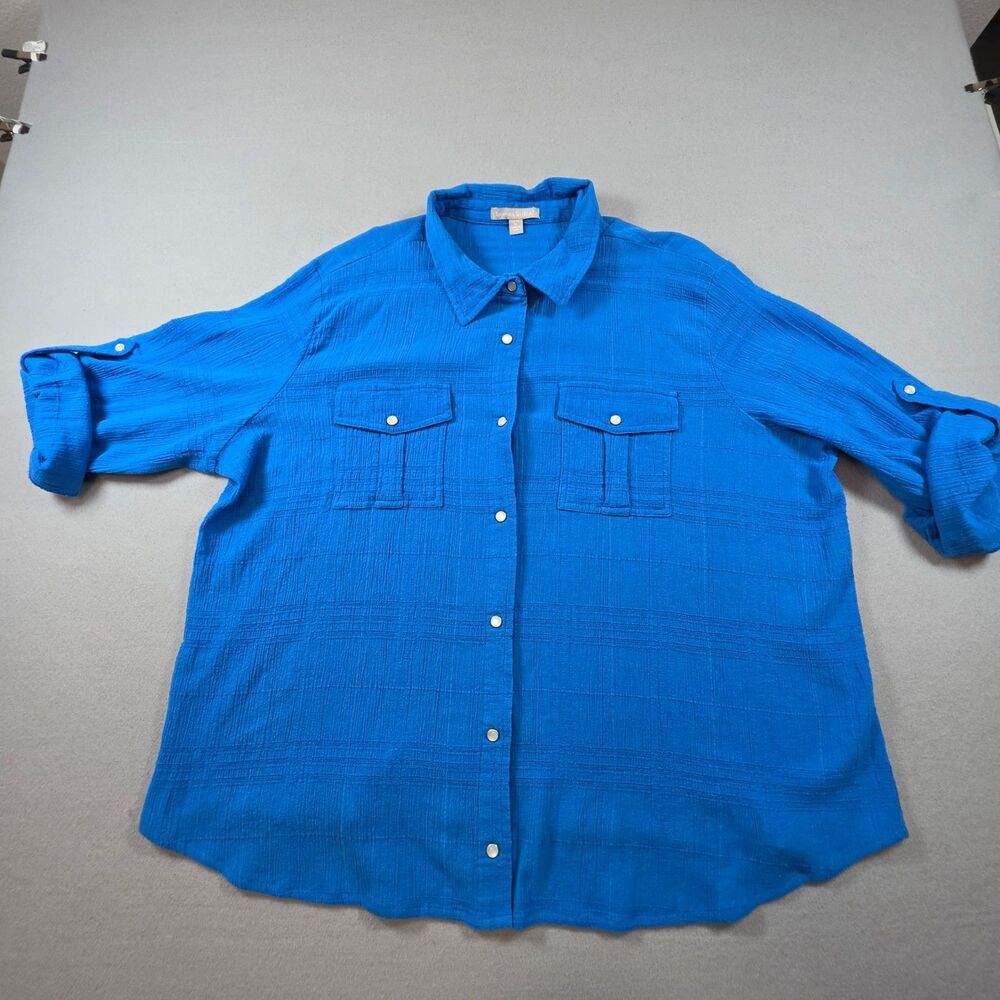 Woman Within Blue Button Front Shirt – Size XL